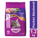Whiskas Dry Cat Food - Mackerel Flavour, For Adult Cats, +1 Year, 1.2 kg