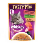 Whiskas Tasty Mix 1+Year Seafood Cocktail with Wakame Seaweed in Gravy 70g