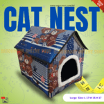 Cat House/ Cat Nest Comfortable, Foldable and easy to store (Ghar Shape,Americano)/Large