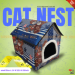 Cat House/ Cat Nest Comfortable, Foldable and easy to store (Ghar Shape,Americano)/Small