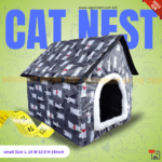 Cat House/ Cat Nest Comfortable, Foldable and easy to store (Ghar Shape, Dog Cartoon) Small