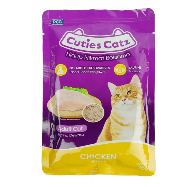 Cuties Catz Pouch Adult Food Chicken Flavour 75gm