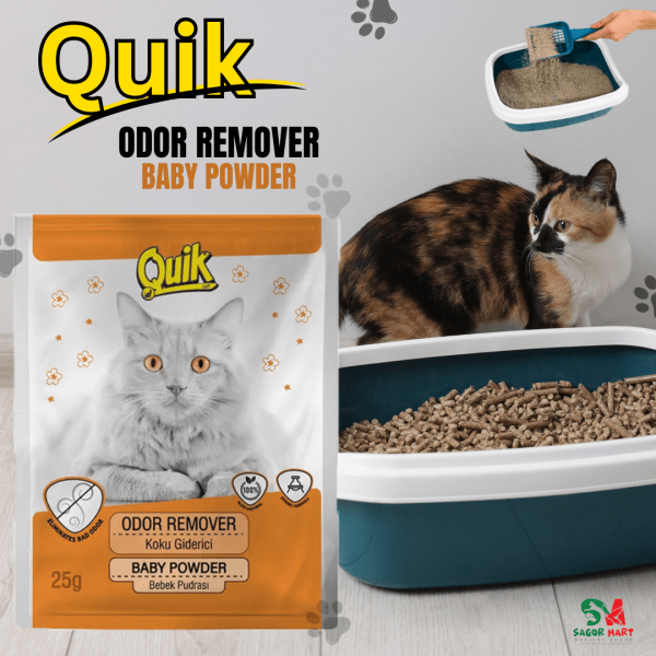 Quik Odor Remover/ Cat Litter Deodorize Baby Powder Flavour 25g