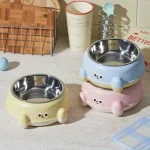 Stylish multi-colored cat and dog bowl with non-slip stickers